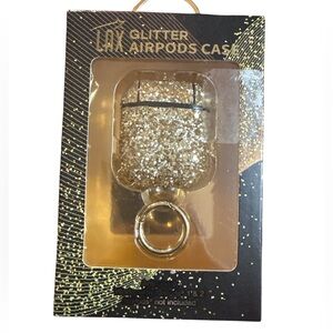 Silver Glitter AirPods Case with Metal Ring
